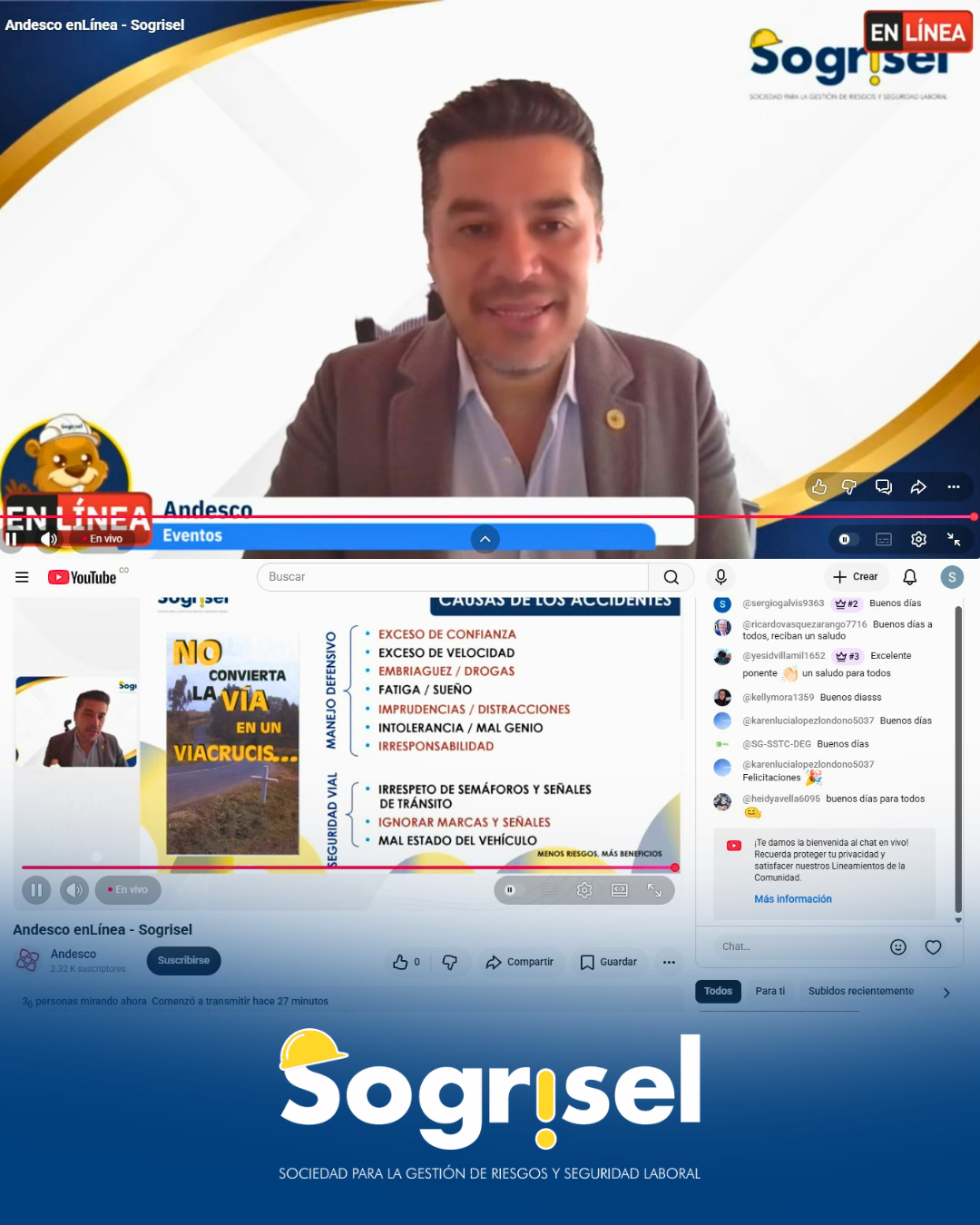 Sogrisel participó en “ANDESCO en Línea” con una charla sobre seguridad vial y competencia de los conductores